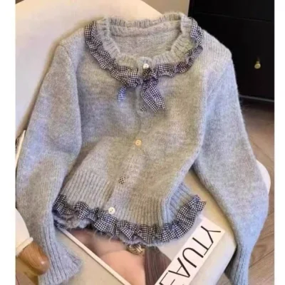 áo cardigan dệt nơ Hàn Quốc