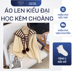 Áo Len Kiểu Đại Học Kèm Choàng