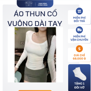 Áo Thun Cổ Vuông Dài Tay Siêu Co Giãn