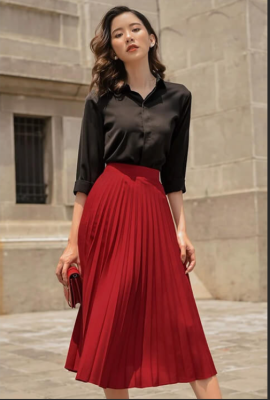 phối đồ với chân váy xếp ly