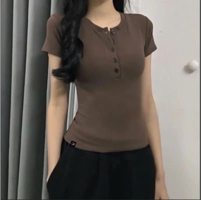 Áo Thun Cộc Tay Khuy Cúc Nữ 